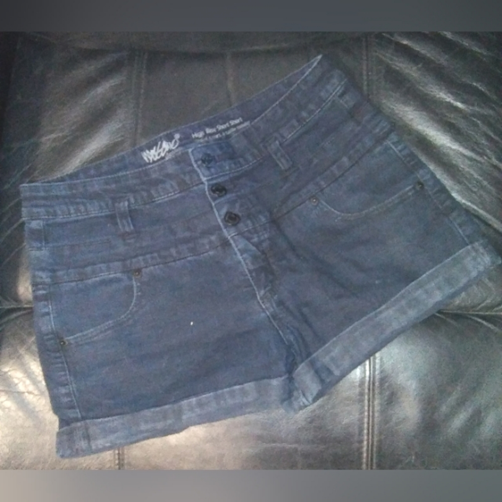 "MOSSIMO" Black Stretchy High Rise Button Up Denim Short Shorts